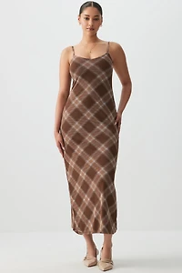 Ardene V-Neck Maxi Mesh Dress in Cognac | Size | Polyester/Spandex