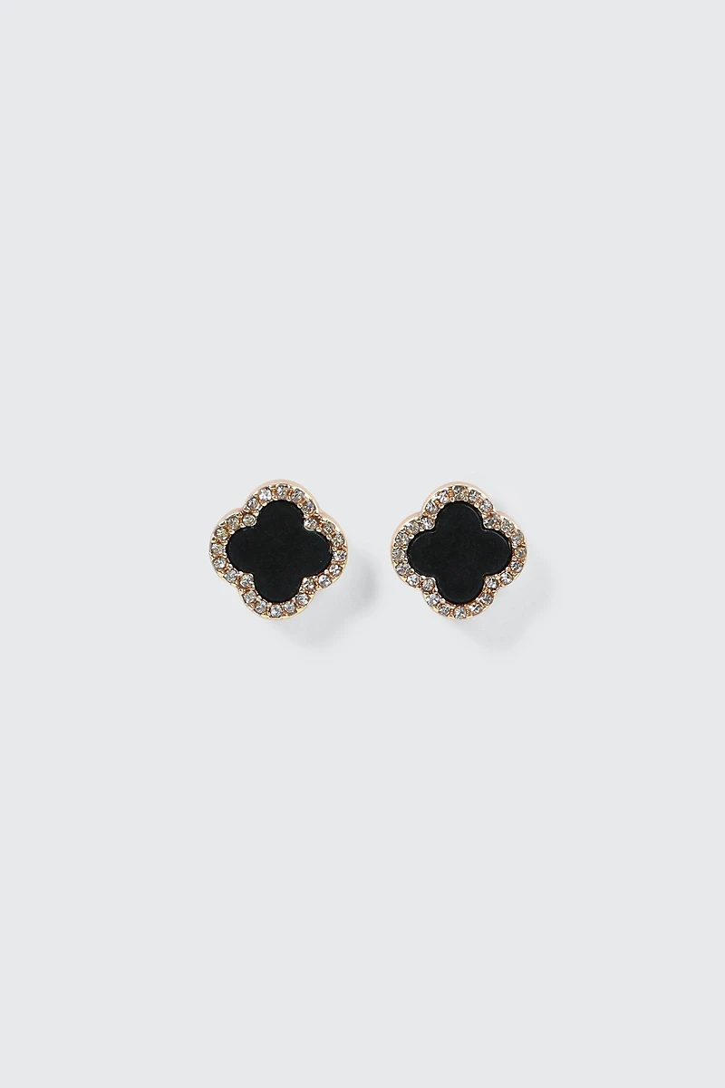 Ardene 14K Gold Plated Clove Earrings in Black