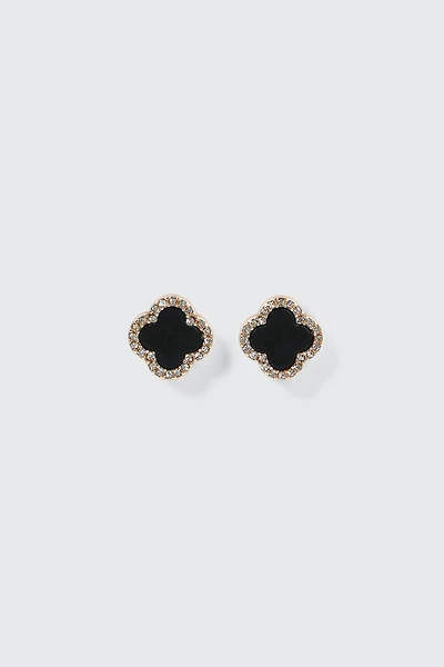 Ardene 14K Gold Plated Clove Earrings in Black