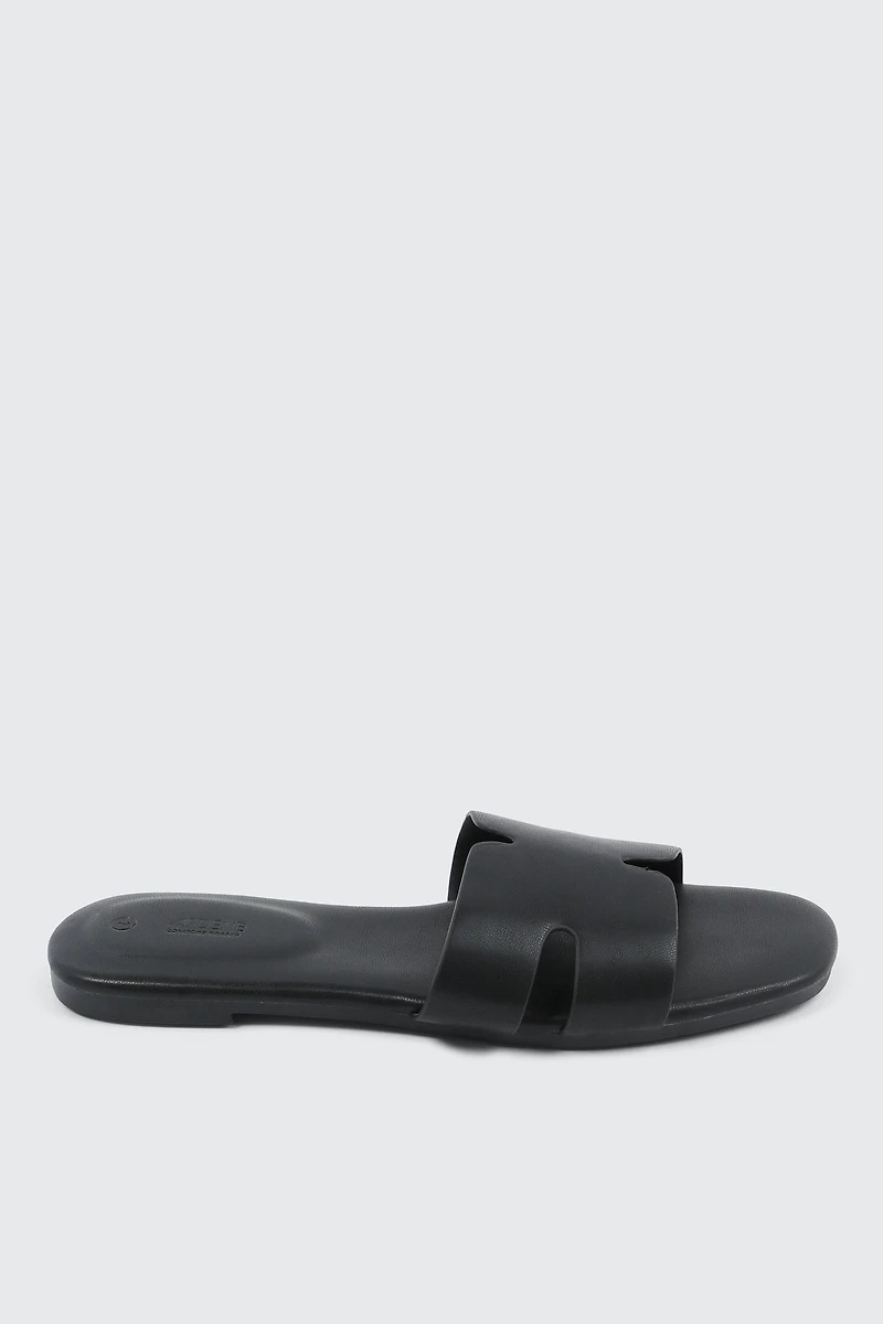 Ardene H-Strap Sandals in Black | Size | Faux Leather
