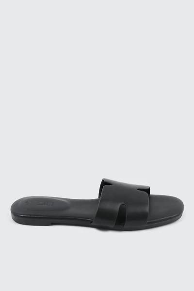Ardene H-Strap Sandals in Black | Size | Faux Leather