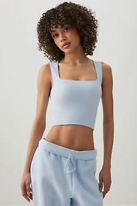 Ardene Seamless Crop Trapeze Tank Top in Ice | Size | Nylon/Elastane