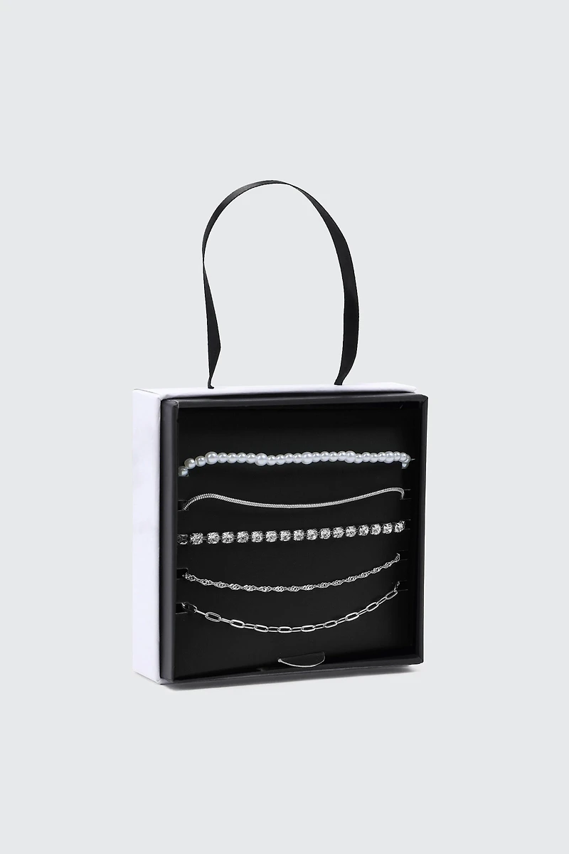 Ardene Chain & Pearl Bracelet Gift Set in Silver
