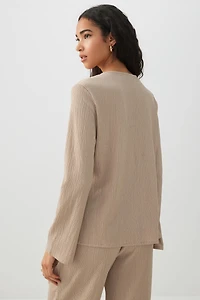 Cardigan noué à l'avant en tissu gaufr