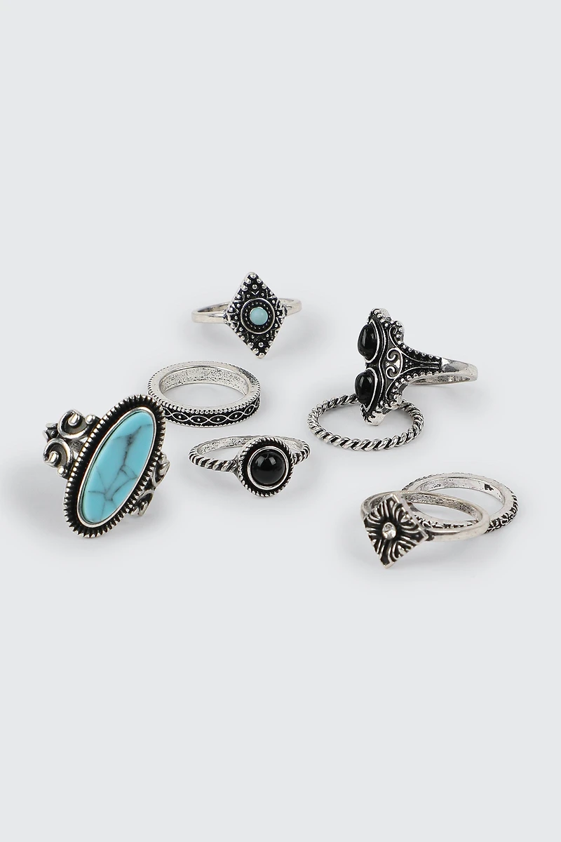 Lot de 8 bagues style bohémien