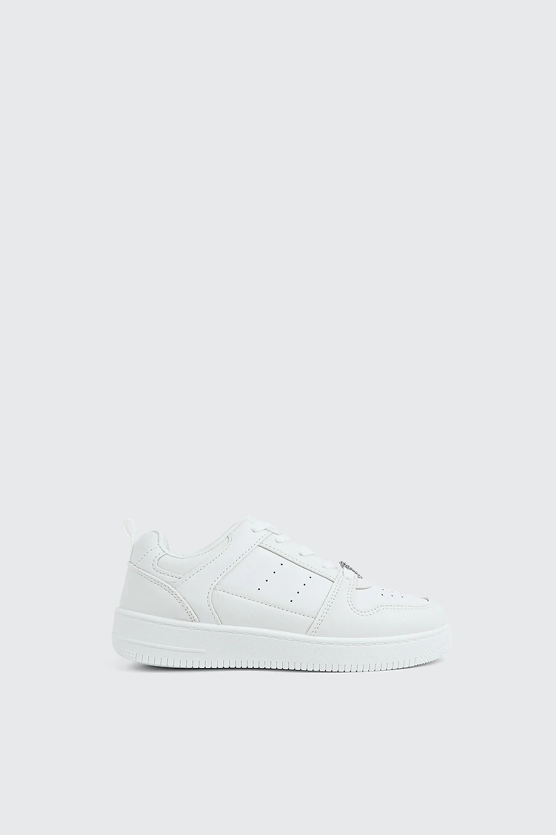 Ardene Kids Basketball Sneakers with Charm Detail in White | Size