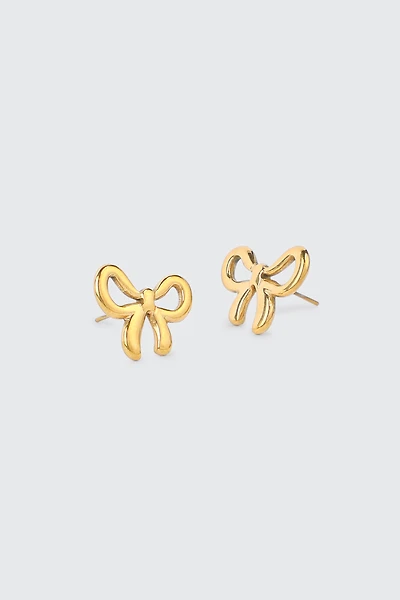 Ardene Stainless Steel Bow Earrings in Gold