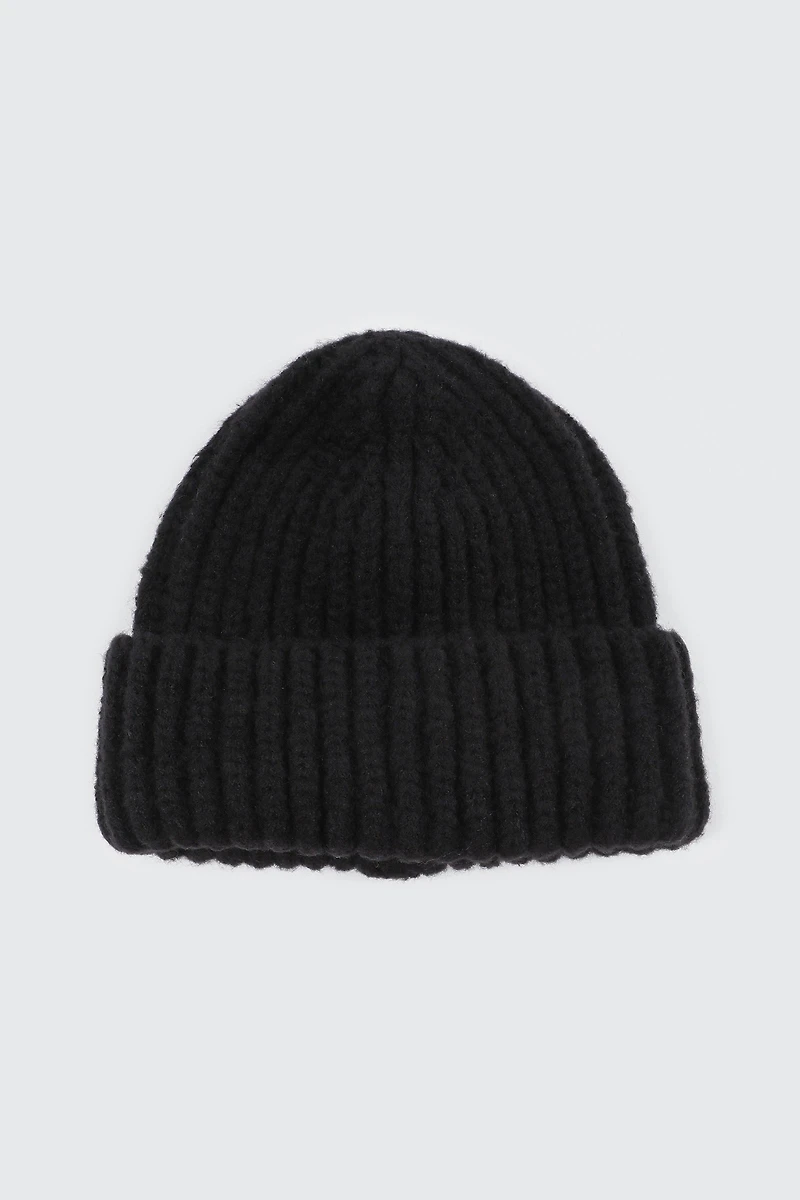 Ardene Chunky Rib Beanie in Black | Polyester/Spandex