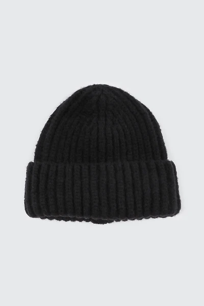 Ardene Chunky Rib Beanie in Black | Polyester/Spandex