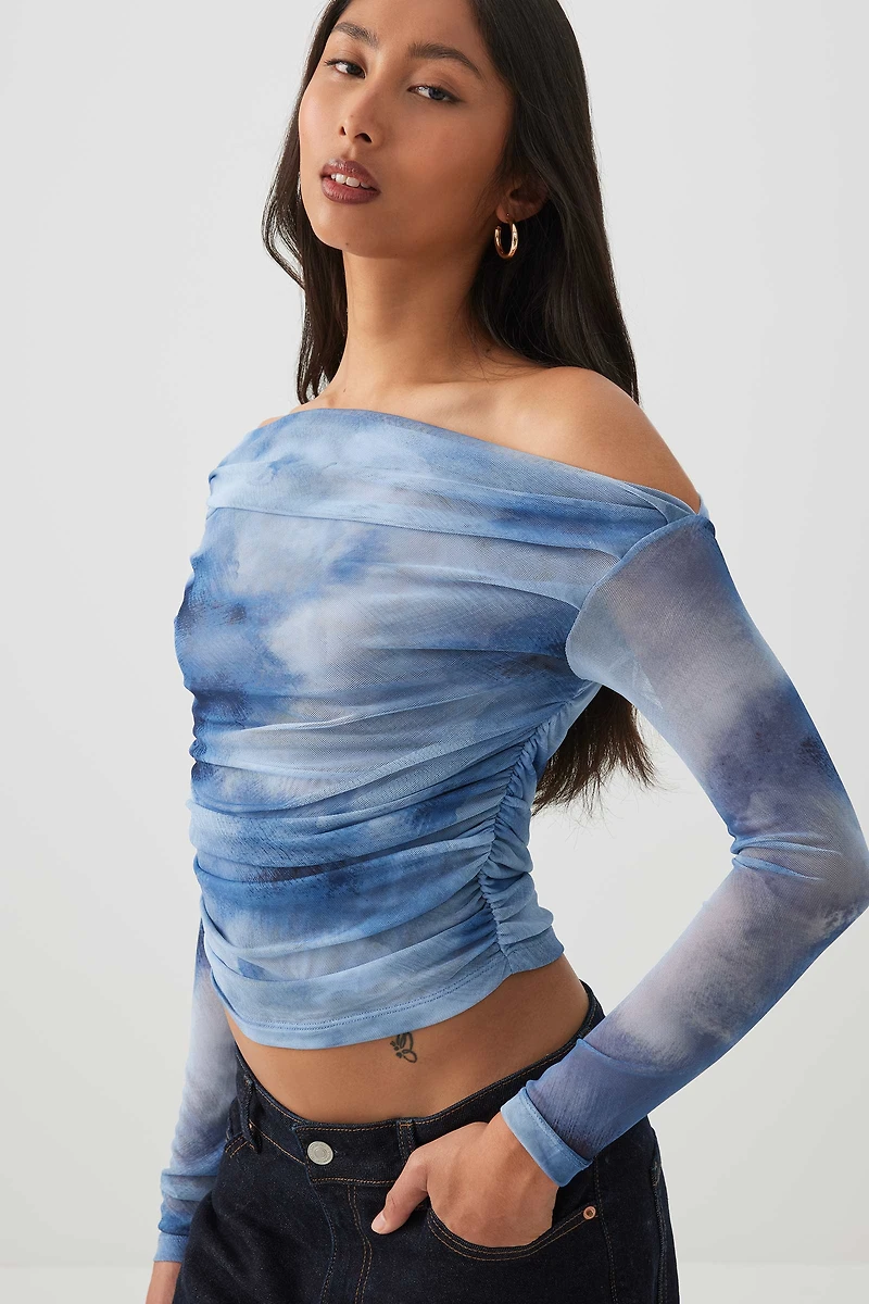 Haut froncé asymétrique en maille