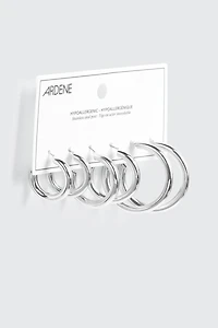 Lot de 3 paires de boucles d'oreilles anneaux épais