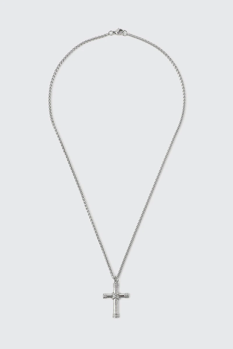 Ardene Man Stainless Steel Cross Necklace For Men in Silver
