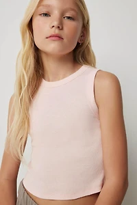 Ardene Kids Crew Neck Tank Top in Light Pink | Size Small | Spandex/Cotton