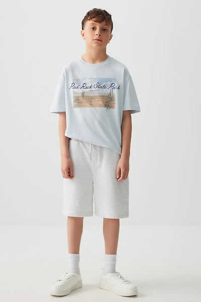 Ardene Kids French Terry Bermuda Shorts in Light Grey | Size | Polyester/Cotton | Eco-Conscious