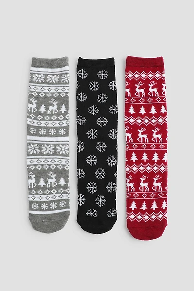 Ardene 3-Pack Holiday Crew Socks | Polyester/Spandex