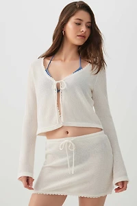 Cardigan noué à l'avant en tricot crochet