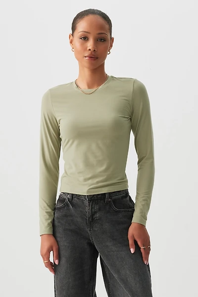 Ardene Long Sleeve Crew Neck T-Shirt in | Size | Polyester/Elastane