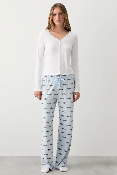 Ardene Super Soft Flare PJ Pants in Light | Size | Polyester/Spandex | Eco-Conscious