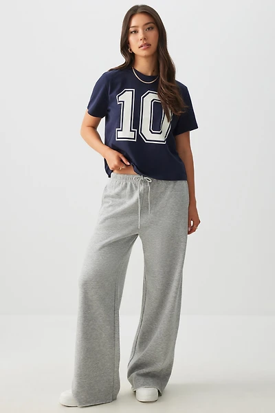 Ardene Wide Leg Sweatpants in Grey | Size | Polyester/Cotton | Fleece-Lined