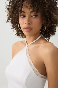 Camisole licou bordée de dentelle