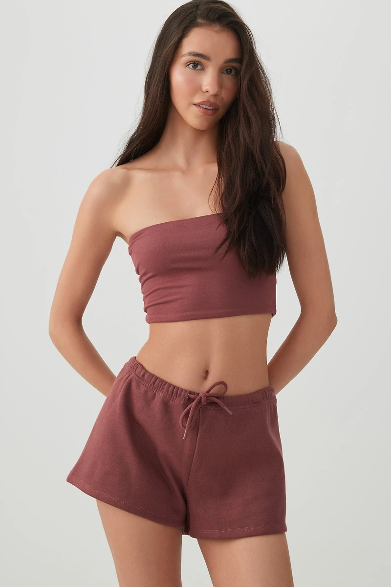 Short mini en polaire taille basse