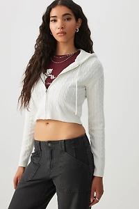 Veste à capuchon en tricot torsad