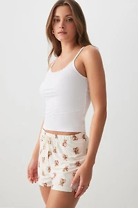 Ardene Printed Super Soft PJ Shorts in Beige | Size | Polyester/Spandex | Eco-Conscious