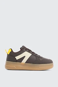 Ardene Contrast Sneakers in Brown | Size | Faux Suede