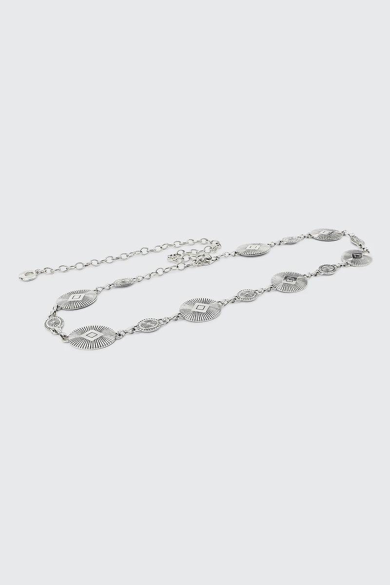 Ardene Medallion Chain Belt in Silver