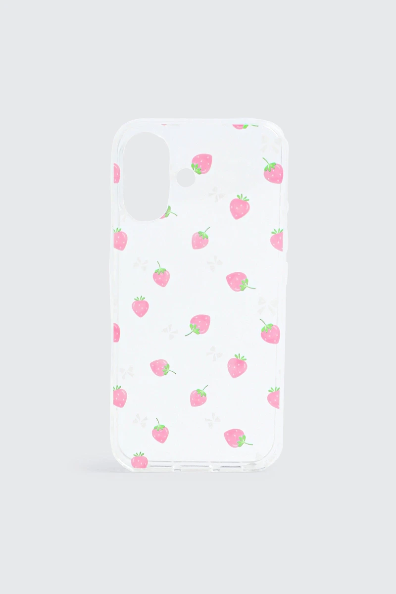 Étui de téléphone modèle iPhone 16 Fraise