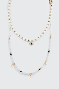 Collier deux rangs à pendentif œil