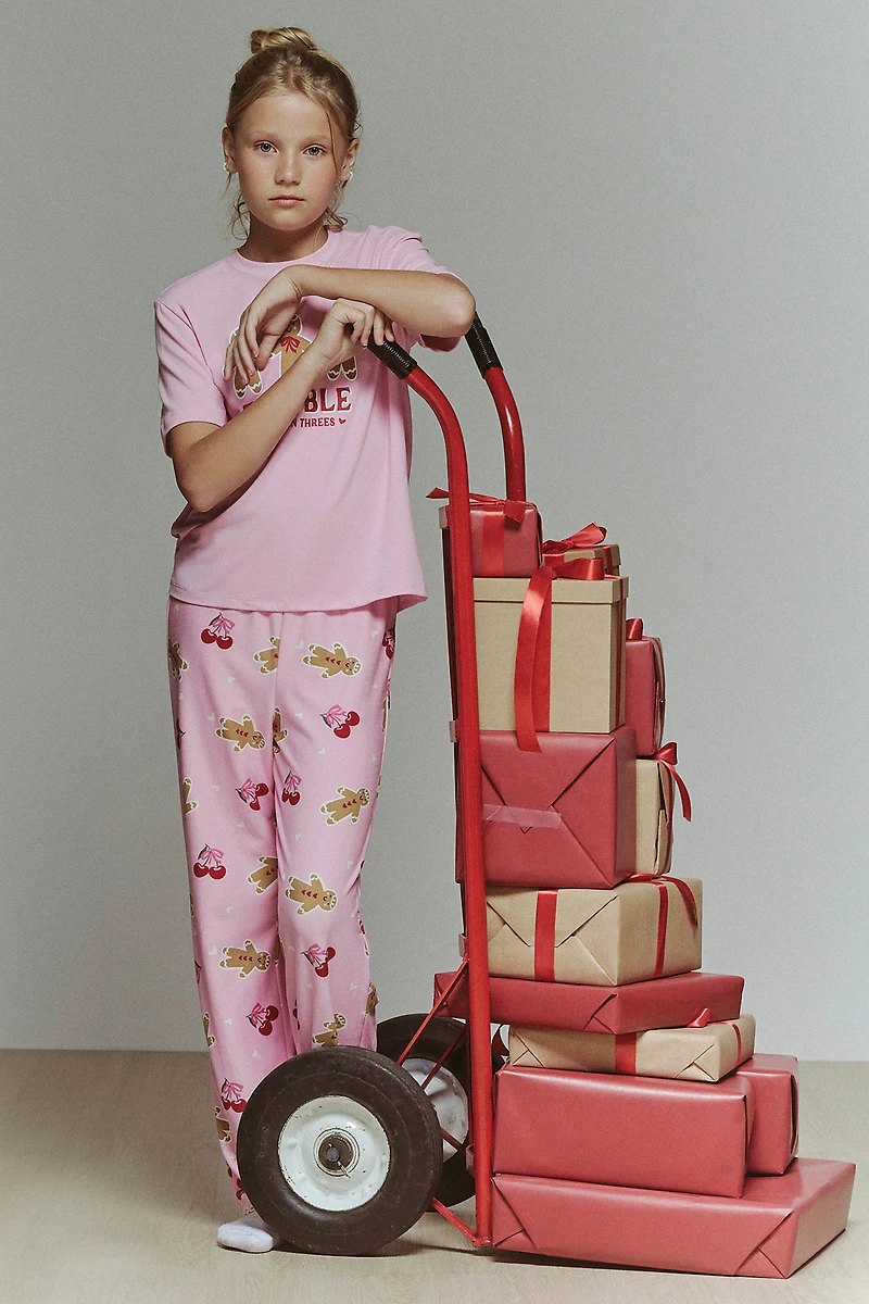 Ardene Kids HUSHKNIT PJ Pants in Medium Pink | Size | Polyester/Spandex | Eco-Conscious