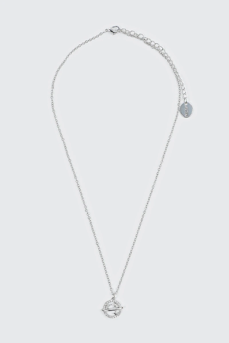 Ardene Saturn Necklace in Silver