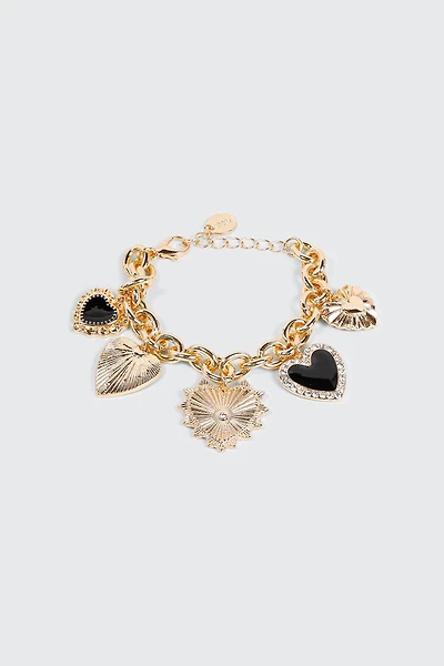 Ardene Heart Charms Bracelet in Gold