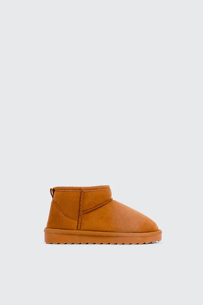Ardene Kids Faux Sheepskin Boots in Cognac | Size | Faux Suede