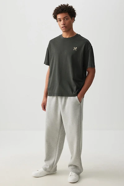 Ardene Man Straight Leg Sweatpants For Men in Grey | Size XL | Polyester/Cotton | Fleece-Lined