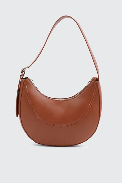 Ardene Faux Leather Shoulder Bag in Cognac | 100% Recycled Polyester/Faux Leather | Eco-Conscious