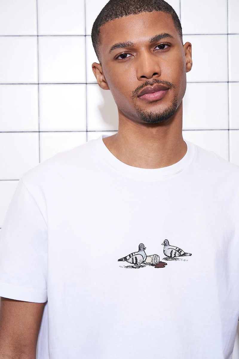 T-shirt col rond unisexe Pigeon x Ardene