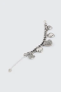 Bracelet volumineux à breloques cœurs