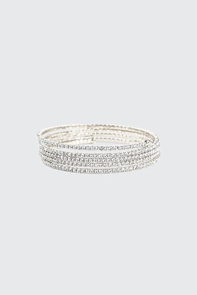 Ardene Rhinestone Spiral Bracelet in Silver