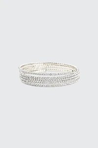 Ardene Rhinestone Spiral Bracelet in Silver