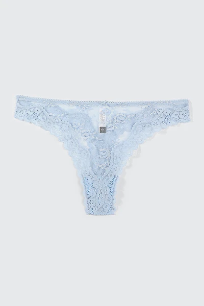 Ardene Luxe Lace Thong Panty in Light | Size | Nylon/Spandex