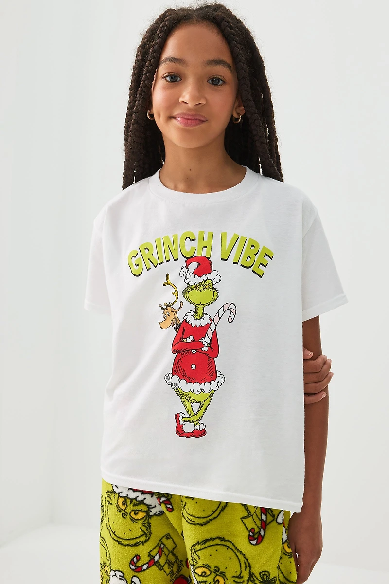 Ardene Kids Oversized The Grinch T-Shirt in White | Size Small | 100% Cotton