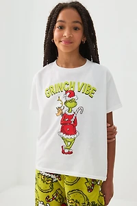 Ardene Kids Oversized The Grinch T-Shirt in White | Size Small | 100% Cotton