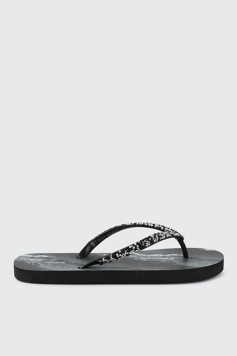 Ardene Marble Print Flip-Flops with Glitters Sandals in | Size | Eco-Conscious