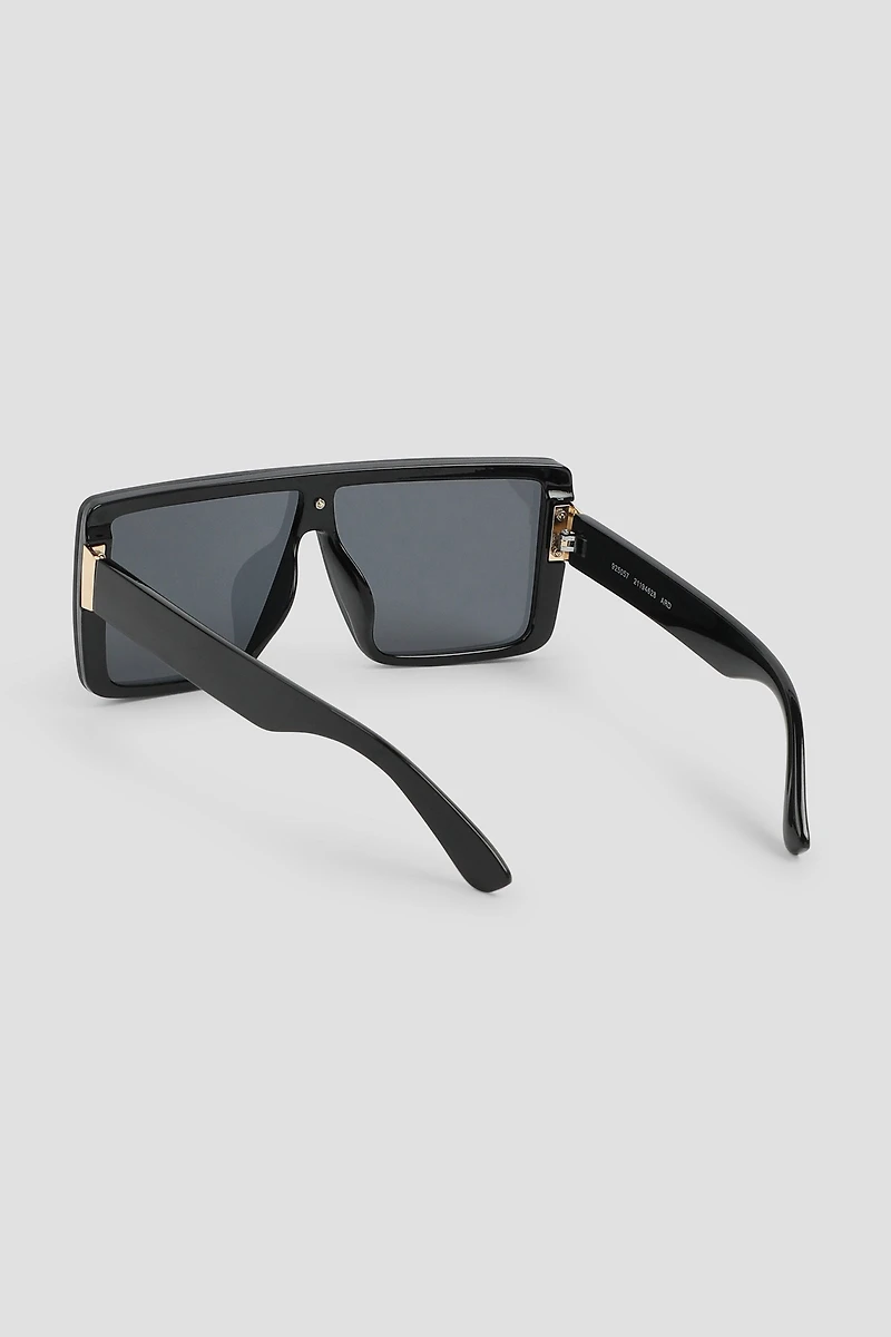 Lunettes de soleil carrées à monture plate