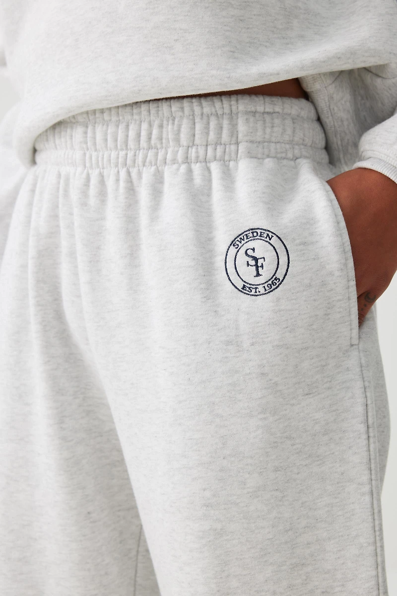 Pantalon de jogging jambe large à broderie