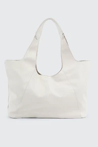 Ardene Large Faux Leather Slouchy Shoulder Bag in White | Faux Leather/Polyester