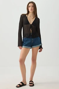 Cardigan en maille noué à l'avant