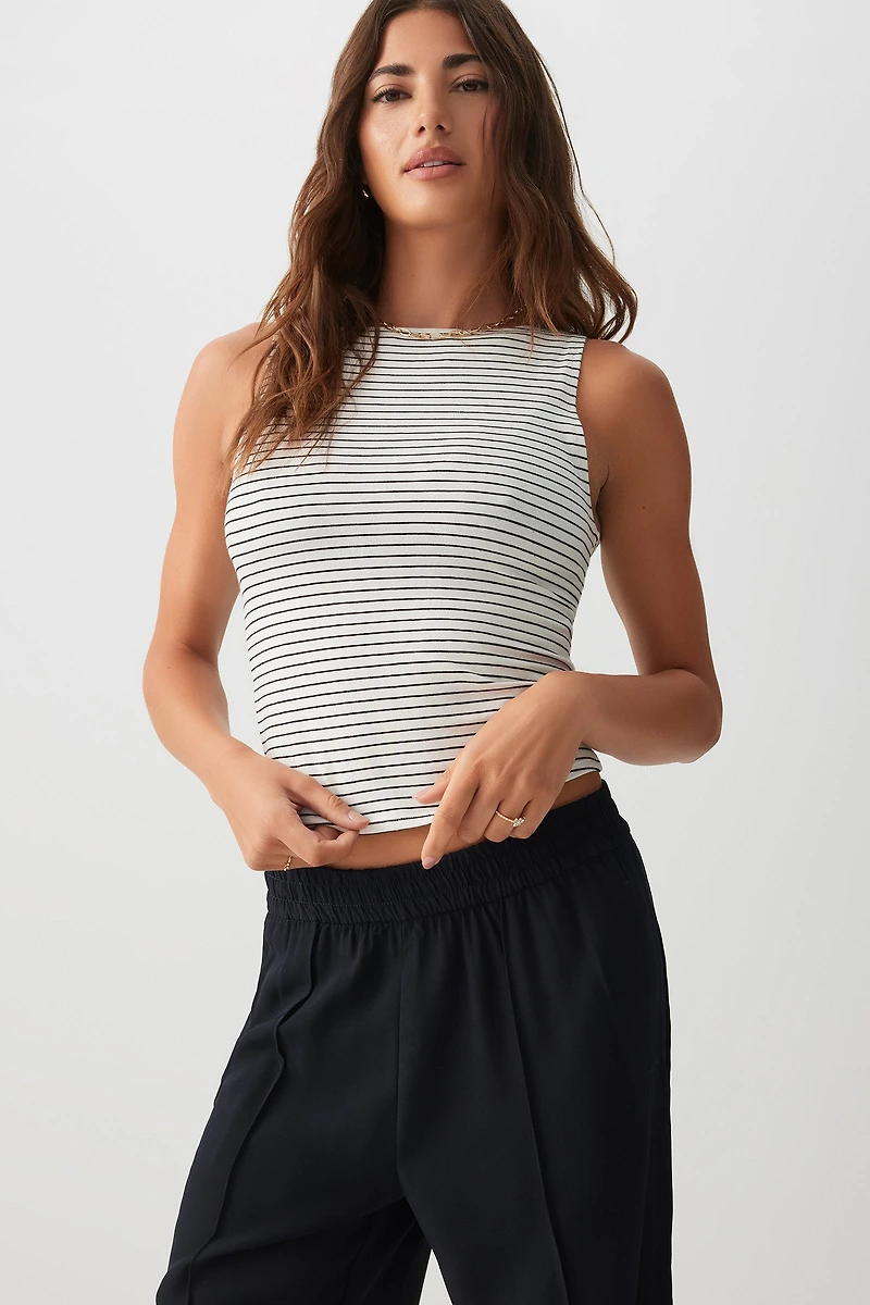 Ardene Effortless 90s Tank in Off-White | Size | Cotton/Elastane | Eco-Conscious